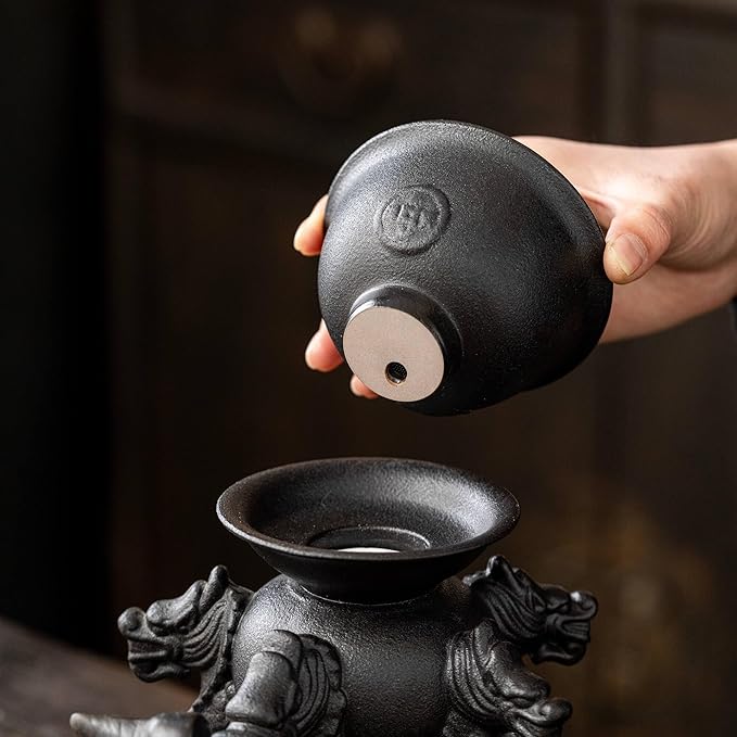 Ceramic Teapot with Infuser Loose Leaf Tea Teapot with 8 cups, Kungfu Tea Sets (Black Dragons) - Bloomnest