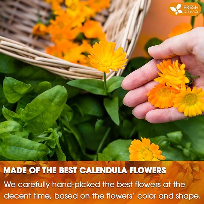 FRESHDRINKUS Premium 100% Natural Calendula Flower Tea Bags, 135 Count, Herbal Tea, Caffeine Free, Sugar Free, Gluten Free, Vegan - Bloomnest