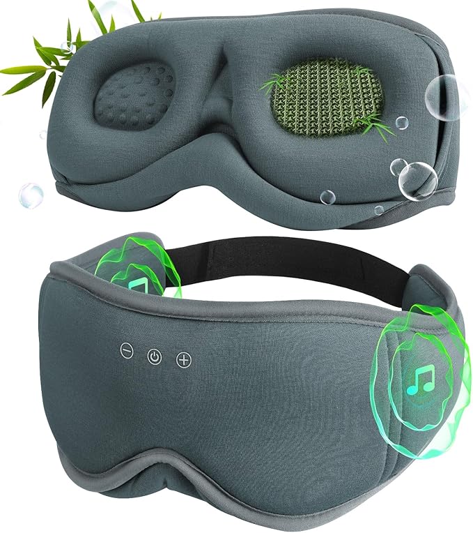 Sleep Mask with Headphones Bluetooth 5.4，LC-dolida 2025 New 3D Bluetooth Sleep Mask Headphones with Soft Bamboo Cotton for Side Sleepers Women Men, Sustainable Luxury for Better Sleep - Bloomnest