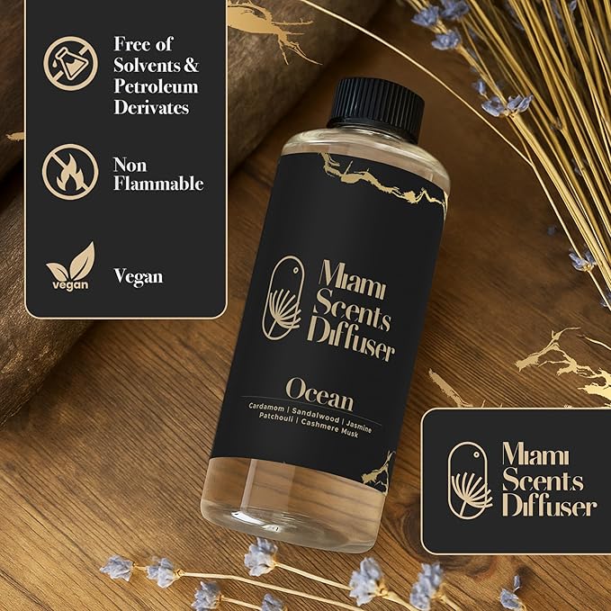 Ocean My Way Scent Inspired by The One Hotel 17 FlOz - 500 ml Essential Oils Aroma for Home Office Diffuser Luxury Fragance Refill Aromatherapy Fresh Blend of Sandalwood Cardamom Patchouli and Jasmine - Bloomnest