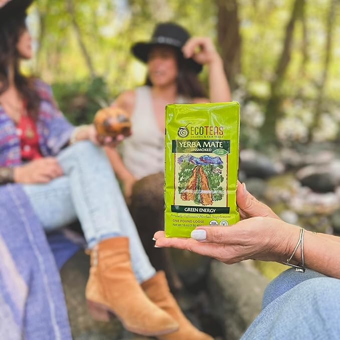 ECOTEAS Organic Yerba Mate Loose Leaf Tea – Natural Energy & Detox Herbal Tea – Coffee Alternative - Kosher, Non-GMO, Gluten-Free - Unsmoked Pure Leaf from Argentina, 1 lb (Pack of 1) - Bloomnest
