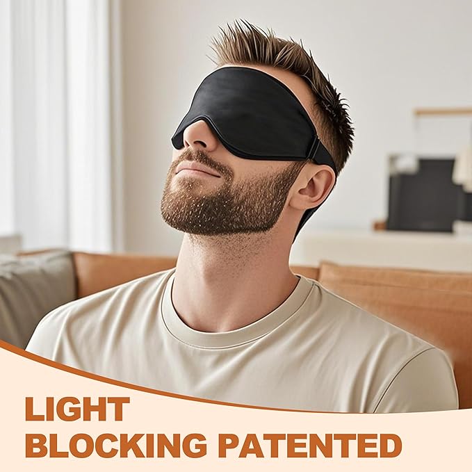Sleep Eye Mask for Side Sleeper Men Women, Zero Eye Pressure 3D Sleeping Mask, Light Blocking Patented Design Night Blindfold, Soft Eye Shade Cover for Travel, Black - Bloomnest