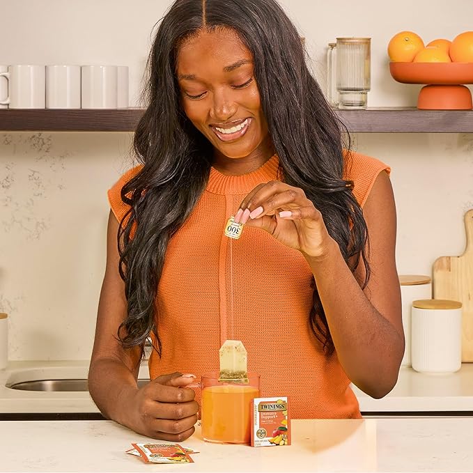 Twinings Superblends Immune Support+ Herbal Tea with Vitamin C, Ginger & Mango Flavoured Green Tea, 16 Tea Bags (Pack of 6), Naturally Caffeine-Free, Enjoy Hot or Iced, 96 Teabags