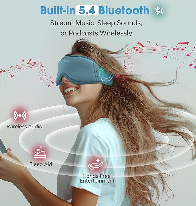 BambooCotton 3D Bluetooth Sleep Mask, LC-dolida 2025 New Sleep Headphones, Wireless Comfort, Sustainable Luxury for Better Sleep - Bloomnest