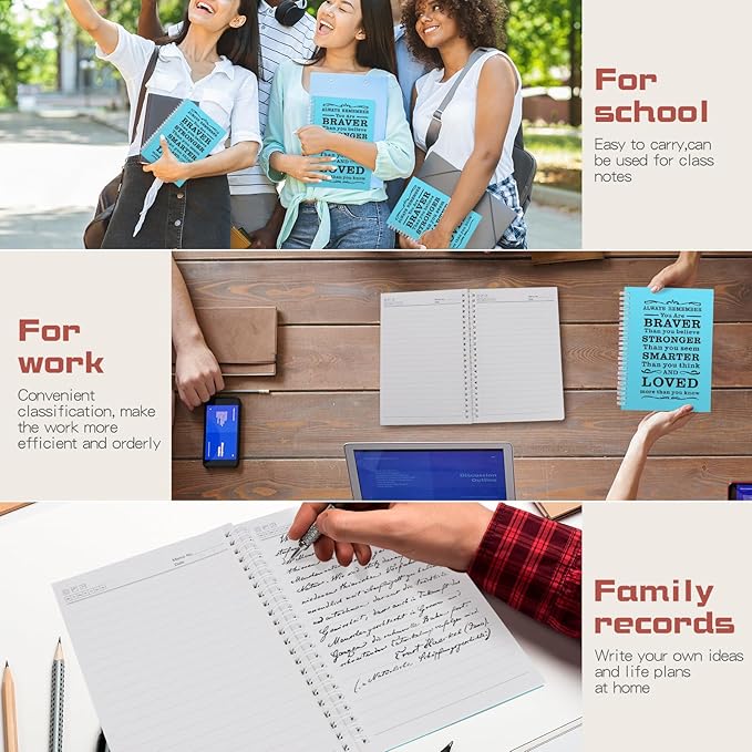 Spiral Notebook Journal, 2 Pcs Hardcover Spiral Notebooks,College Ruled Hardcover Notebook for Work,A5 Notebooks for Work School Note taking, Lined Journal for Women (2pcs Always-Light Blue) - Bloomnest