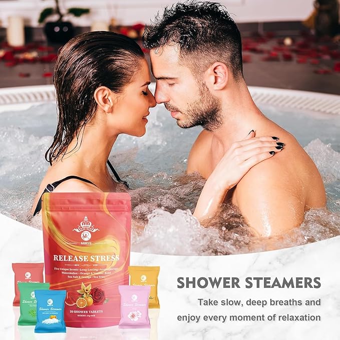 Shower Steamers Aromatherapy - 20 Pack Shower Bombs Aromatherapy Birthday Gifts for Women, Organic Watermelon, Orange & Vanilla, Sea Salt & Orange, Rose, Tea Tree, Gift for Women - Bloomnest
