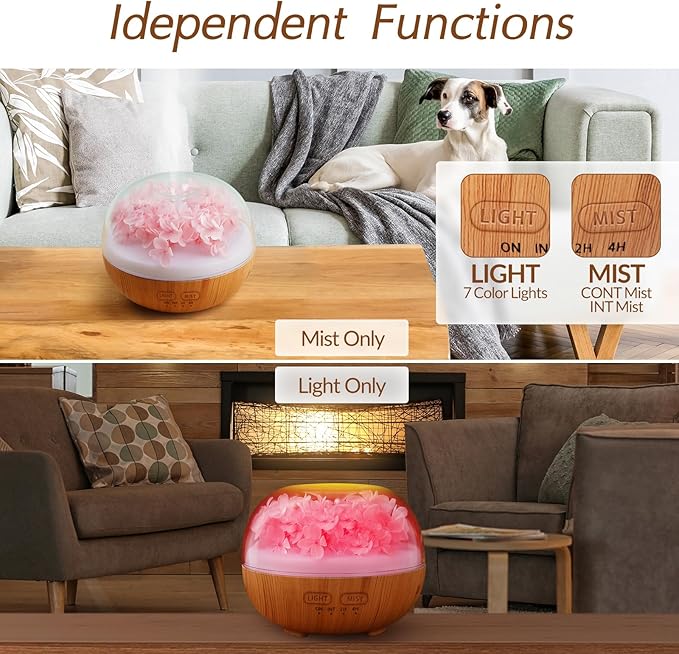 Aromatherapy Essential Oil Diffuser, 300ml Air Diffuser Humidifier with 7 LED Colors, Timer & Auto-Off for Home Bedroom Office (Pink) - Bloomnest