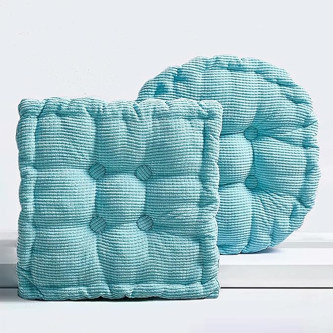 Large Square and Round Floor Cushions for Adults 2 Pack Meditation Floor Pillow Sky Blue Corduroy Floor Seat Pillows Cushion for Living Room Balcony Tatami Yoga,18x18 Inch - Bloomnest