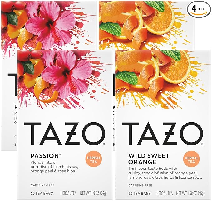 TAZO Tea Bags, Passion & Wild Sweet Orange Herbal Tea 20CT (2ea) (Variety Pack) - Bloomnest