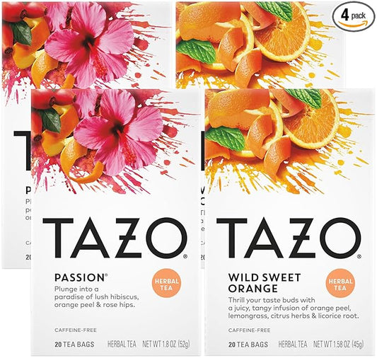 TAZO Tea Bags, Passion & Wild Sweet Orange Herbal Tea 20CT (2ea) (Variety Pack) - Bloomnest