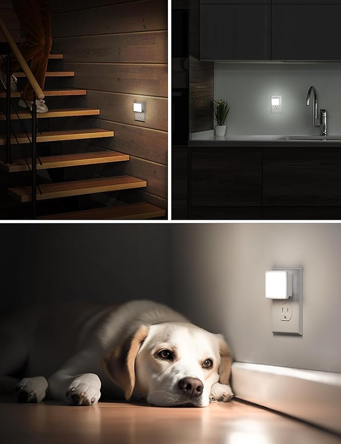 L LOHAS LED Night Lights Plug into Wall 2-Pack, 0.3W Plug in Night Light, Dusk to Dawn, 5000K Daylight White Bright Nightlight Auto-On/Off for Adults Kids Room Bedroom Bathroom Hallway Kitchen Non-Dim - Bloomnest