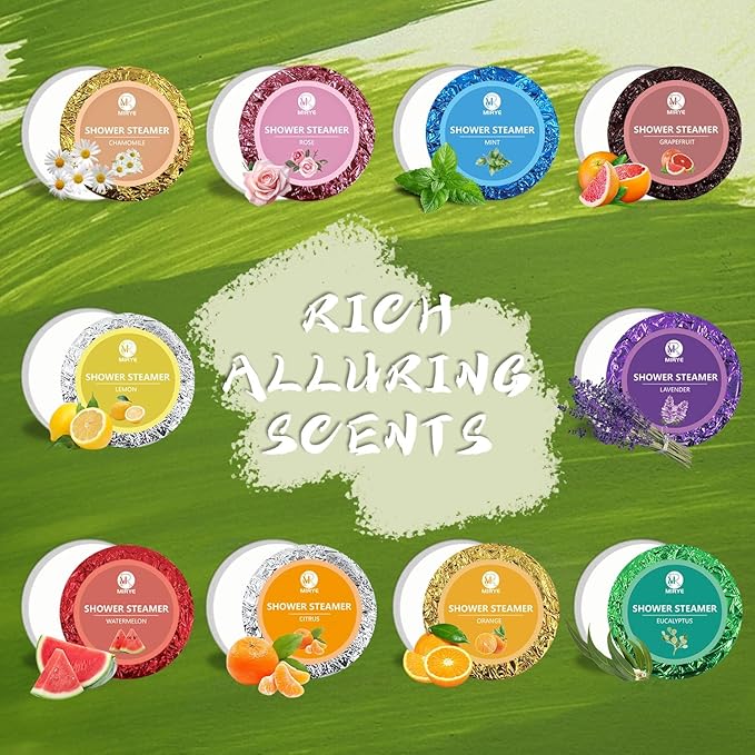 Shower Steamers Aromatherapy, Christmas Birthday Gifts for Women Men, 10 Different Shower Bombs with Fruity Floral Fragrances, Self Care Spa Gifts White Elephant Stocking Stuffers