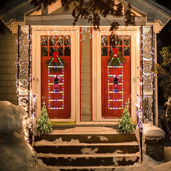 Toodour LED Christmas Light - 2.5FT Christmas Decorative Ladder Lights with Santa Claus, Xmas Decorations Light for Indoor Outdoor, Window, Garden, Home, Wall, Xmas Tree Decor - Multicolor - Bloomnest