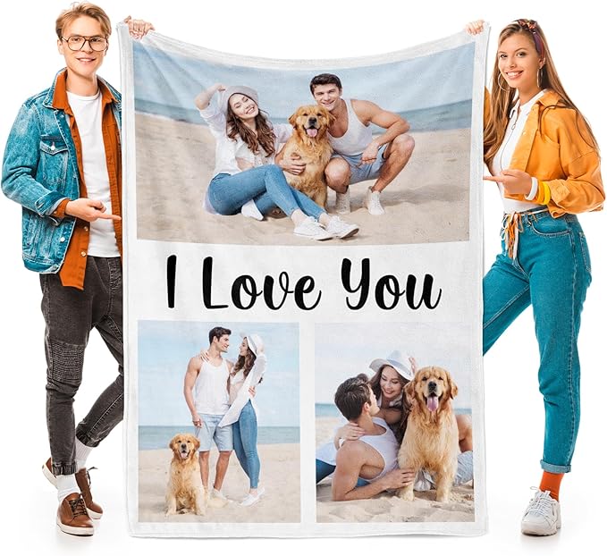 Personalized Photo Blankets, Customized Blankets with Pictures, Fleece Throw Blanket, 30x40 inches, Lightweight, Durable, Machine Wash, Unisex, Christmas Theme - Bloomnest