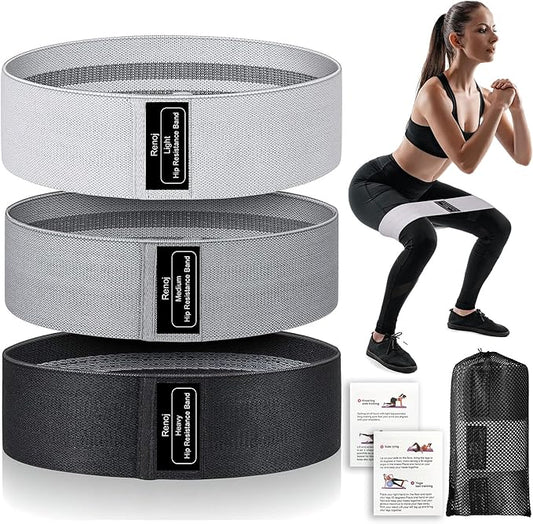 Renoj Resistance Bands, Yoga Starter Sets for Women and Men, 3 Set of Stretch Exercise Workout Bands for Booty Legs, Elastic Pilates Flexbands - Bloomnest