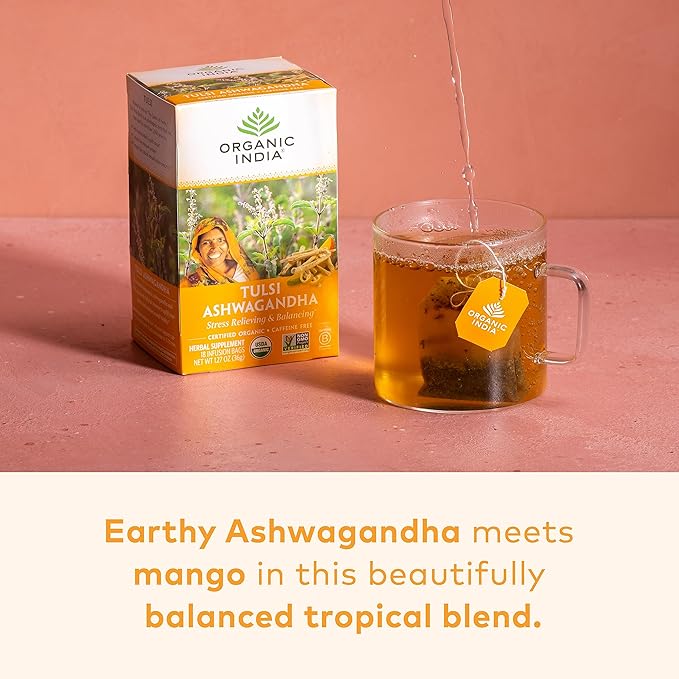 ORGANIC INDIA Iced Tulsi Tea Bags Variety Pack - Assorted Tea, Holy Basil, Ashwaganda, Sleep, Honey Chamomile - Adaptogen, Vegan, USDA Certified Organic, Non-GMO - 18 Infusion Bags per Box (Pack of 3) - Bloomnest