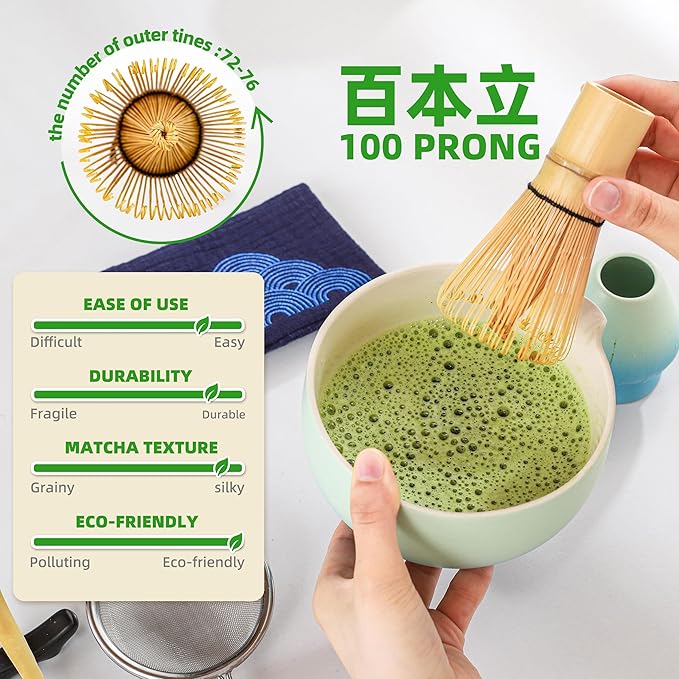 TEANAGOO Matcha Whisk Set Blue,Ceremony Matcha Set,Matcha Kit Grident Blue,Matcha Tea Set for Making Breakfast/Latte,Matcha Whisk Set and Bowl with All Accessories,Gift for Matcha Lover - Bloomnest
