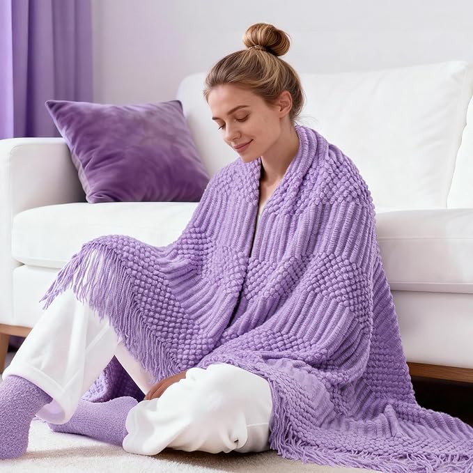 Valentines Day Gifts for Her, Self Care Get Well Gifts, Lavender Relaxing Spa Gift Basket Care Package w/Blanket, Birthday Mothers Day Gifts for Women Mom Wife Girlfriend Sister Aunt Daughter Friends