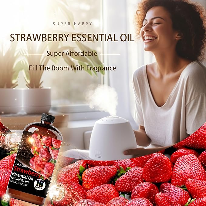 Strawberry Essential Oil, Strawberry Oil 16 Fl Oz 480 ML for Diffuser Humidifier Yoga Cleaning DIY Candle Soap Making Perfume Gift for Women Essential Oils - Bloomnest