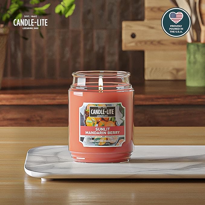 Candle-lite Scented Candles, Sunlit Mandarin Berry, 18 oz Jar, Proudly Poured in The USA, Aromatherapy Candle, Single-Wick with 110 Hours of Burn Time, Perfect for Creating a Refreshing Ambiance - Bloomnest
