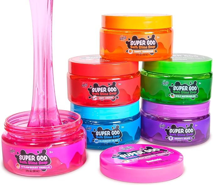 Tub Works Super Goo Bath Slime Soap Bath Toy, 6 Pack | Stretchy, Squishy Slime Soap for Kids Bath | Fresh, Fruity Scents | Nontoxic | Sensory Fun Kids & Toddler Bath Toys - Bloomnest