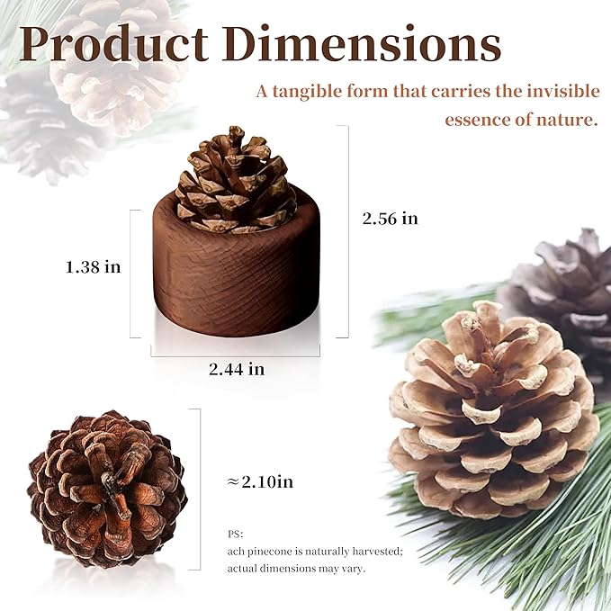 Pinecone Passive Diffuser - 2 Pack Natural Materials Essential Oil Diffusers Set, Needed for Small Spaces, Aromatherapy for Desk, Office, Home, Bedroom or Car Decor - Bloomnest