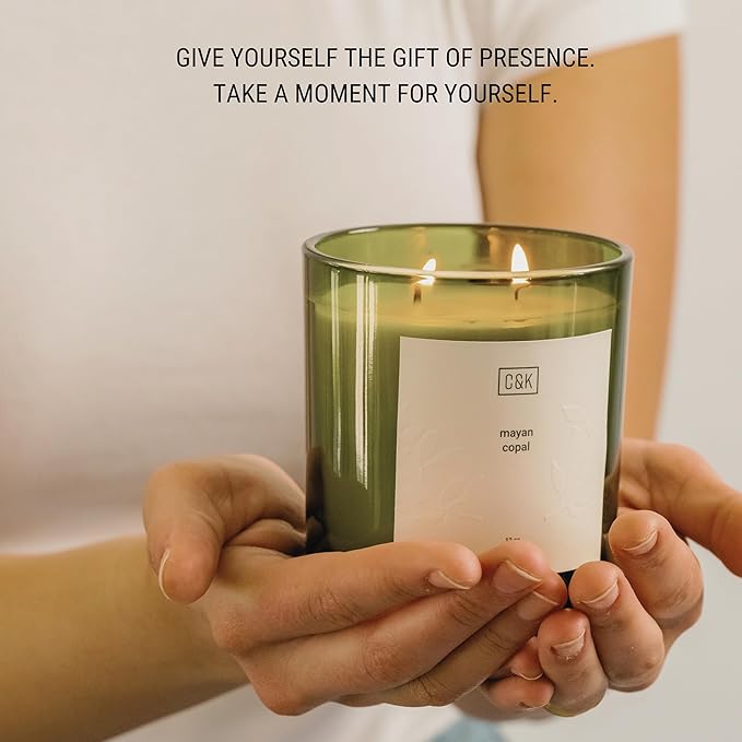 Craft & Kin 12oz Mayan Copal Christmas Scented Candles for Home | Premium Green Scented Candles for Men | Made with Natural Soy | Winter Candles Gifts for Men and Women | Nature Collection - Bloomnest