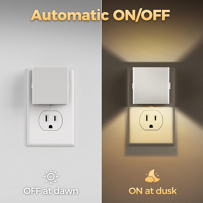 DORESshop LED Night Lights Plug into Wall [2 Pack], Plug in Nightlight, 3 Level Brightness Adjustable Night Light, Dusk to Dawn Sensor, Nightlights for Adults, Bedroom, Bathroom, Hallway, White - Bloomnest
