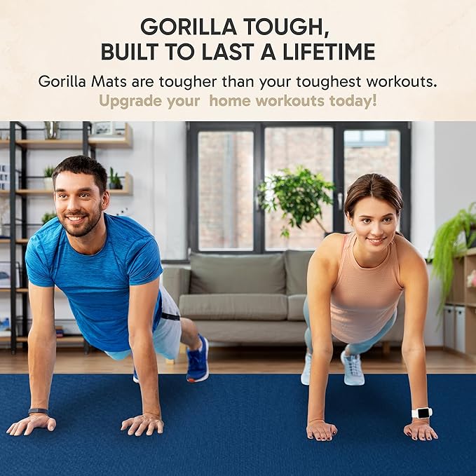 Gorilla Mats Premium Large Exercise Mat – 6' x 4' x 1/4" Ultra Durable, Non-Slip, Workout Mat for Instant Home Gym Flooring – Works Great on Any Floor Type or Carpet – Use With or Without Shoes - Bloomnest