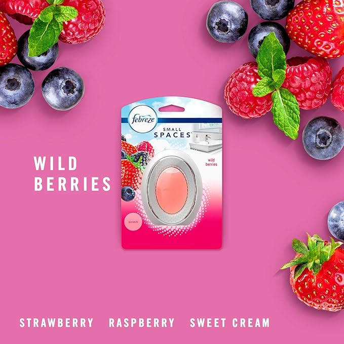 Febreze Small Spaces Air Freshener, Wild Berries, Odor Eliminator for Strong Odors (Pack of 6) - Bloomnest