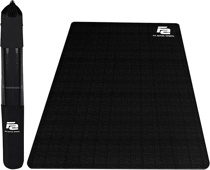 Fit Active Sports Large Exercise Mat 6' x 4' x 8mm Non-Slip Extra Wide Workout Mat for Home Gym, Cardio, Yoga, Floor Fitness, MMA, Plyo, and Jump Rope | Shoe Friendly Black - Bloomnest