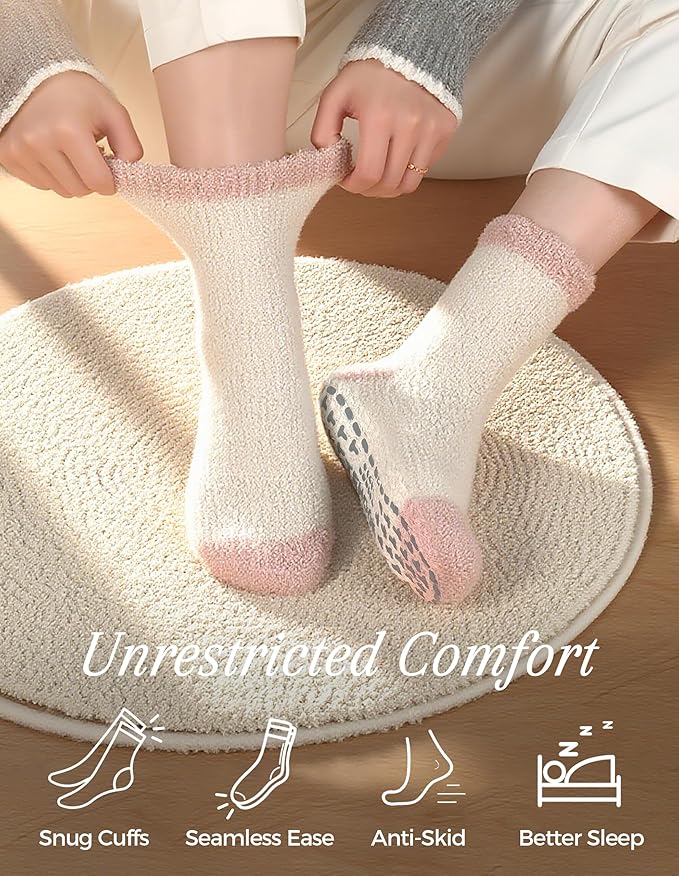 TEHOOK Warm & Cozy Valentines Gifts for Women, Fluffy Fuzzy Plush Sleeping Slipper Socks - Soft Warm Fabric - Bloomnest