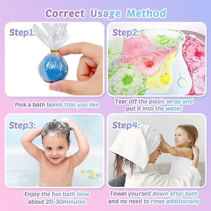 Bath Bombs for Kids, 12 Pcs Bath Bombs with Glow in The Dark Animal Surprise Inside, Handmade Organic Bubble Bath Ball Gift Set for Boys and Girls, Gift for Birthday Christmas Easter - Bloomnest