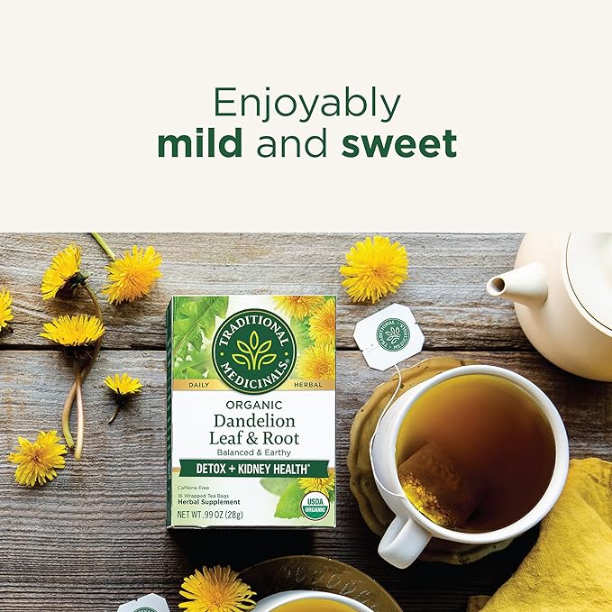 Traditional Medicinals Dandelion Tea, Tea Bags, 16 Count | Organic | Leaf & Root | Pack of 2 | Supports Digestion - Bloomnest