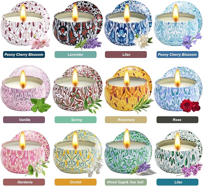 12 Pack Scented Candles Gifts for Women, Natural Soy Candles for Home Scented, Aromatherapy Candle Christmas Gifts Sets for Women, Sister, Friends, Colleague - Bloomnest