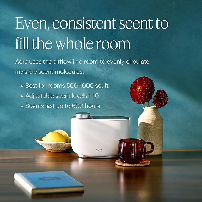 Aera Home Fragrance Electric Diffuser: Smart Home App Aroma Control, Essential Oil & Aromatherapy, Hypoallergenic Scent Technology, Safe for Family & Pets, White (Scent Capsules Sold Separately) - Bloomnest