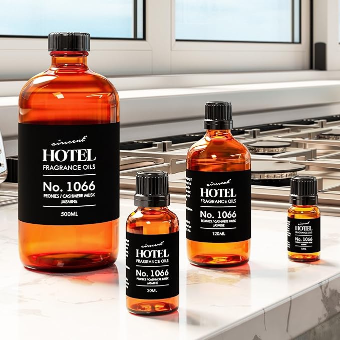 AirScent Hotel Diffuser Oil No. 1066 - Peonies, Cashmere, Jasmine - Premium Fragrance Oil for Ultrasonic and Waterless Diffusers and Crafting - 30 mL, 1 fl oz Glass Dropper Bottle Airscent