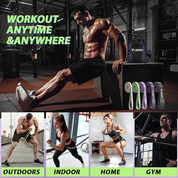 LEEKEY Resistance Bands Set for Pull-Up Assistance & Full-Body Training, Multi-Level Exercise Bands with Bag for Home Workouts, Physical Therapy, Strength Training (Men/Women) - Bloomnest
