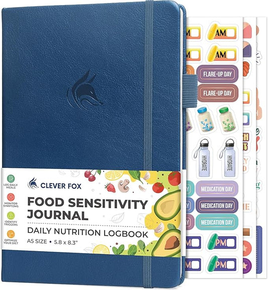 Clever Fox Food Sensitivity Journal – Daily Intolerance & Symptom Log for IBS, Diabetic, Low Fodmap, Elimination Diet – Health Tracker (Mystic Blue) - Bloomnest