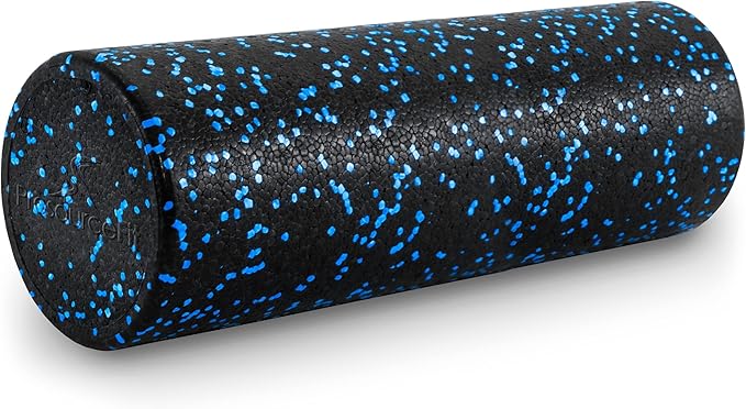ProsourceFit High Density Foam Rollers 12 - inches Long, Firm Full Body Athletic Massage Tool for Back Stretching, Yoga, Pilates, Post Workout Muscle Recuperation, Black/Blue - Bloomnest