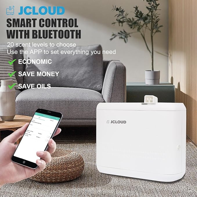 JCLOUD Smart Scent Air Machine for Home, Hotel Scent Diffuser with Cold Air Tech 850ML, HVAC Scent Diffuser Cover Up to 4500 Sq. Ft, Upgraded Waterless Oil Diffuser for Home, Hotel, Office, Spa - Bloomnest