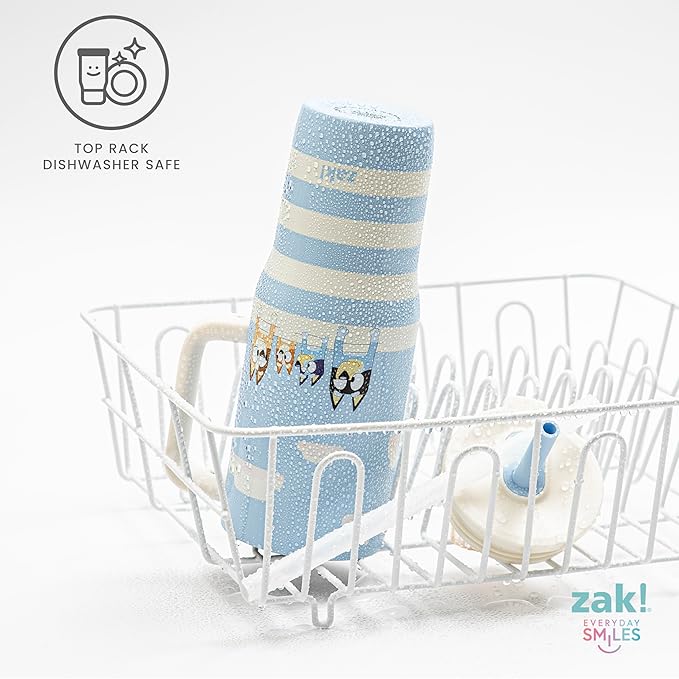 Zak Designs Bluey Sutton Travel Tumbler for On the Go, 30oz Stainless Steel with Vacuum Insulation, Silicone Straw, and Carry Handle for Cold Drinks (Bluey, Bingo, Bandit, Chilli) - Bloomnest