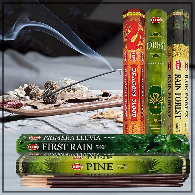 Hem Incense Sticks Variety Pack #12 and Incense Stick Holder Bundle with 5 Forest Themed Fragrances - Bloomnest