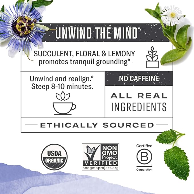 Numi Organic De Stress Herbal Tea – 48 Herbal Tea Bags – Caffeine Free Blend with Spearmint Passionflower Lemon Verbena Lemon Balm Hibiscus & Licorice for Relaxation & Calm - Bloomnest