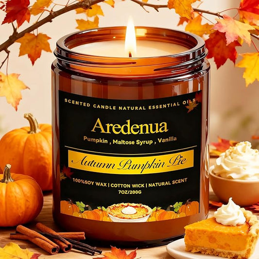 Pumpkin Pie Candle - Fall Scented Candles for Autumn, Hoilday Pumpkin Candle - 7 OZ Soy Candles for Home Scented - Fall & Winter/Thanksgiving Christmas Gifts for Women Men - Bloomnest