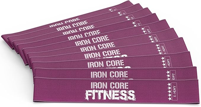 Fabric Mini Resistance Bands Sets for Trainers, Bootcamp, Gym for Men and Women in Fun Colors - Ebook, Videos and Workout Chart Included by Iron Core Fitness - Bloomnest