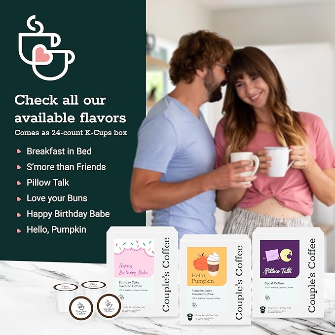 Couple's Coffee K-Cups | Cinnabon Flavored Coffee | Gives Back to Military Families | Love your Buns | Gourmet Ground Coffee with Cinnamon Bun Flavors | Compatible with K-Cups & Single Serve Brewers | 24 Count - Bloomnest