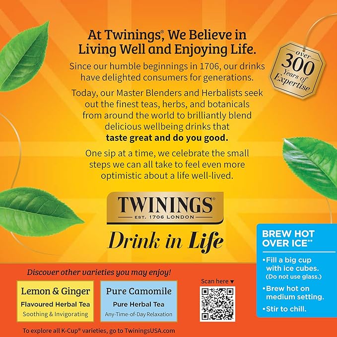 Twinings Pure Rooibos Red Tea K-Cup Pods for Keurig, 24 Count (Pack of 1), Natural, Slightly Sweet Taste, Naturally Caffeine-Free, Enjoy Hot or Iced - Bloomnest
