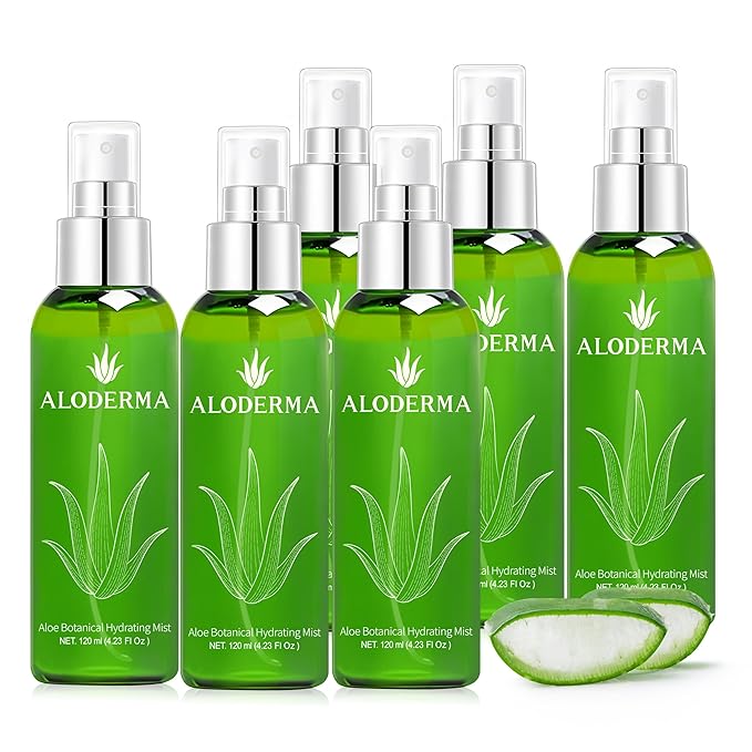 Aloderma Aloe Botanical Hydrating Mist Made with 82% Organic Aloe Vera - Soothing, Moisturizing Facial Spray with Panthenol - Refreshes, Invigorates Skin Throughout the Day, 120ml/4.23Oz (6) - Bloomnest