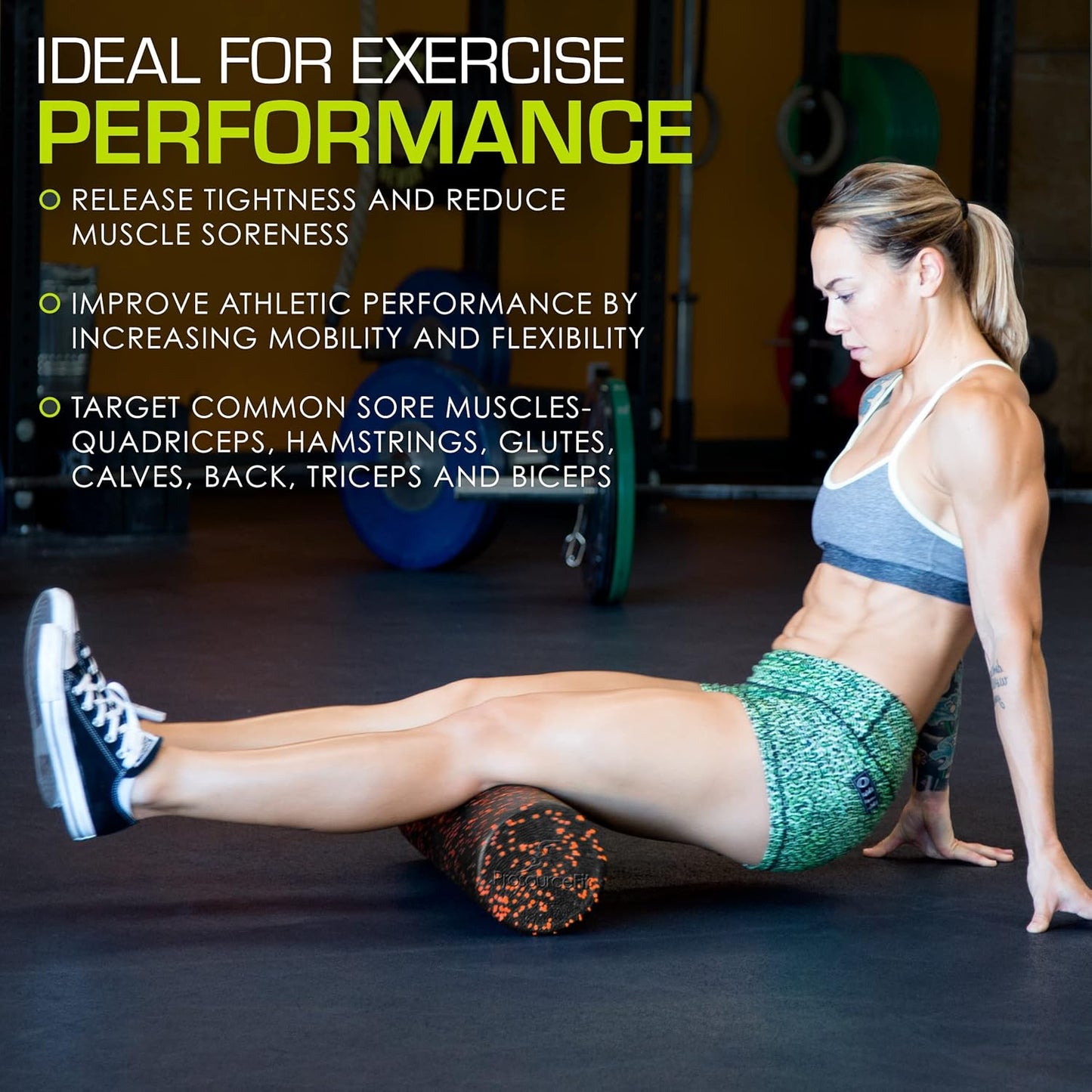 ProsourceFit High Density Foam Rollers 12 - inches Long, Firm Full Body Athletic Massage Tool for Back Stretching, Yoga, Pilates, Post Workout Muscle Recuperation, Black/Blue